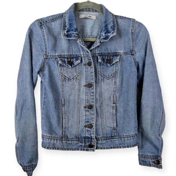 Refuge Denim Jean Jacket Light Wash Pockets XS - Picture 1 of 6
